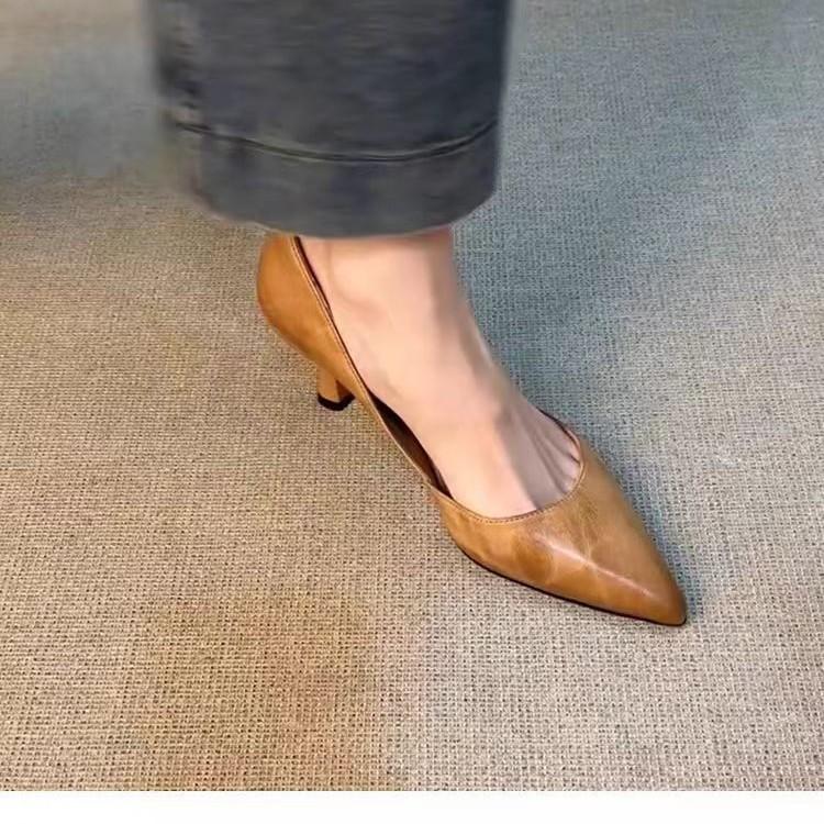 Wunderschöne französische Retro-Stil spitze High Heels Damen neue vielseitige Stiletto Temperament leichte Mund Einzelne Schuhe