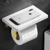 White Marble Bathroom Paper Holder with Phone Holder Brushed Gold Paper Roll Holder Tissue Holder Rack Toilet Paper Holder