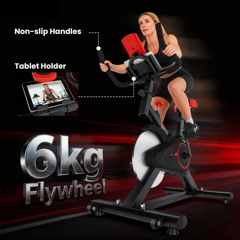 HOMCOM Exercise Bike, Fitness Bike with LCD Display, Heart Rate Sensor