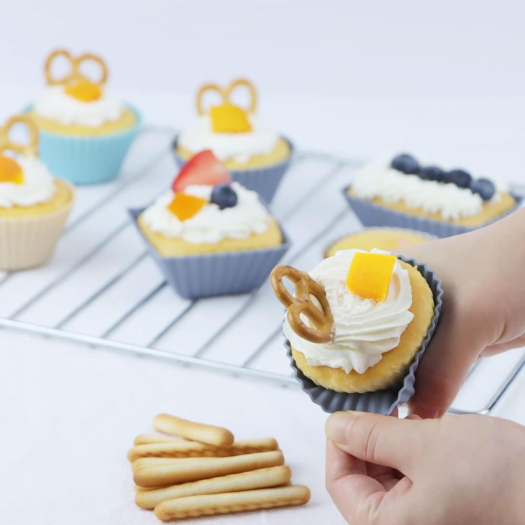 12 stk/sett Silikonkakeform Rundformet Muffins Cupcake Bakeformer Kjøkken Matlaging Bakeware Maker DIY Kakedekoreringsverktøy