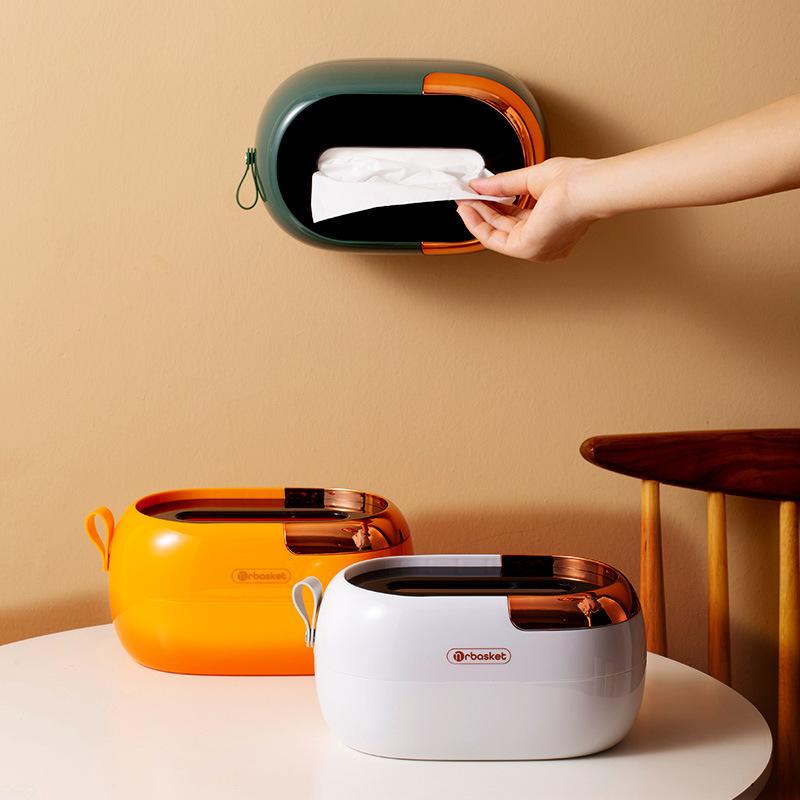 Napkin Organizer Light Luxury Home Desktop Tissue Holder Spring Lift Tissue Box Wall Hanging Paper Case Kitchen Table Decoration