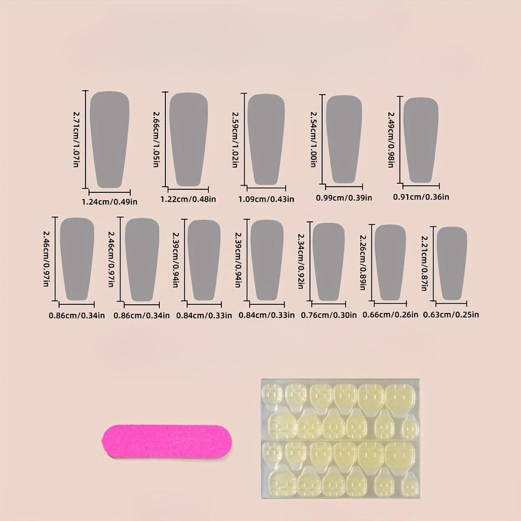 24pcs Elegant White Gradient Ballet-Style Long Nail Set with Jelly Glue & Nail File - Sophisticated Glossy Finish for Hands and Fingernails