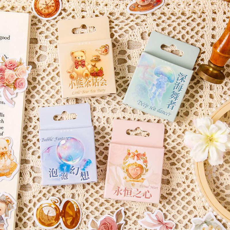 46 pcs Kawaii Cartoon Mini Stickers Creativity Decorative collage Adhesive Diy Diary Album Scrapbooking material