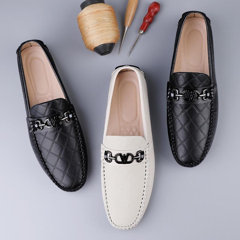 Men's Genuine Leather Slip-On Loafers - Autumn Collection, Casual Work Shoes, Large Sizes Available
