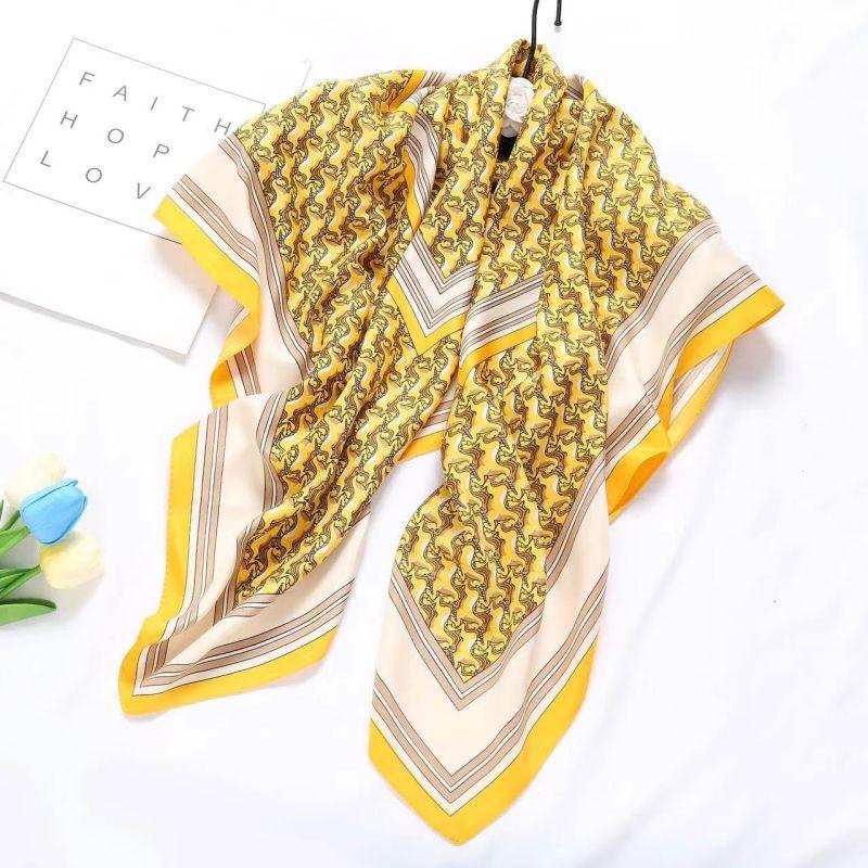 Versatile Shawl Animal Print Black And White Simple Large Square Scarf 90 * 90Cm Simulated Silk Twill Silk Women'S Silk Scarf