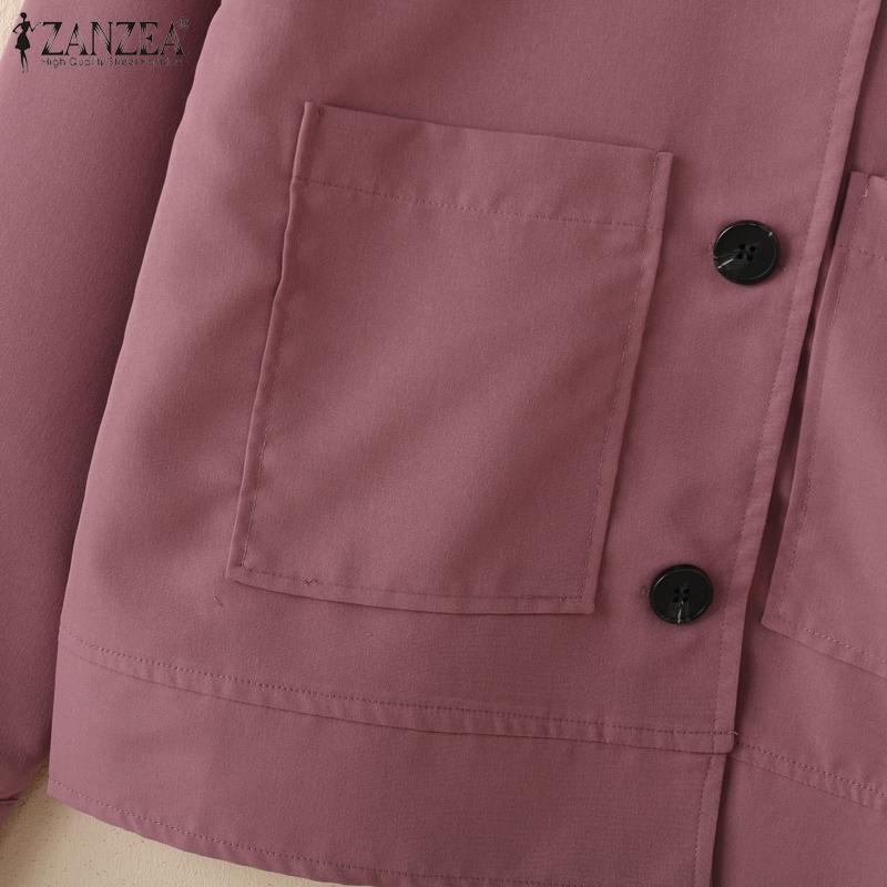 ZANZEA Women Turn Down Collar Loose Casual Long Sleeve Blouse