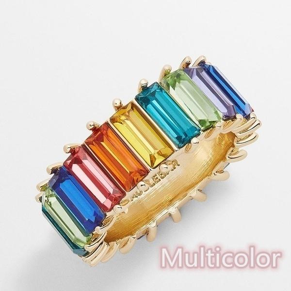 2020 Creative Square Rainbow Rhinestone Ring Women Knuckle Finger Rings Jewelry Gift MIT