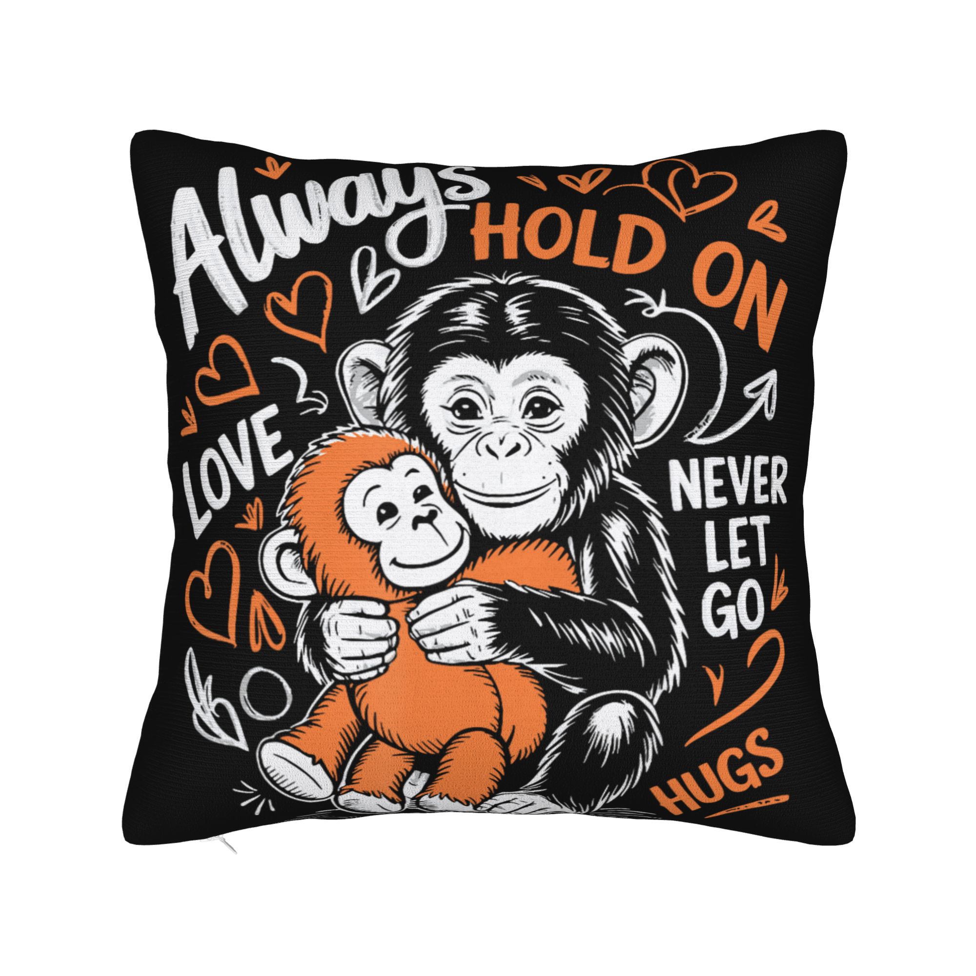 Baby Monkey Punch Cuddling Stuffed Animal Meme Pillow Case Square Pillow Cover For Wedding Party Decor Novelty Cushion Cover 30cmx30cm
