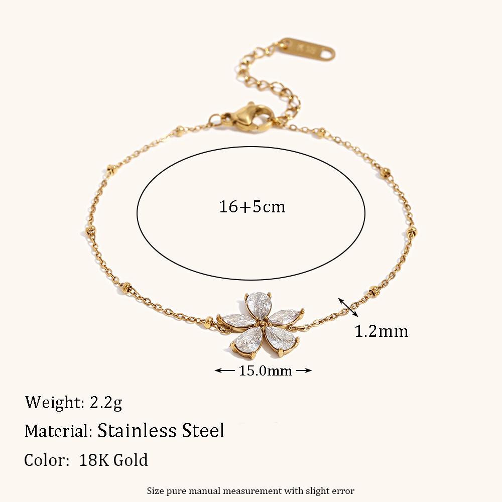 

. Muses Циркониевый Цветок Бусина Цепочка Нержавеющая сталь Женский Браслет Модный Высококлассный Водонепроницаемый Циркон Подарочные Аксессуары