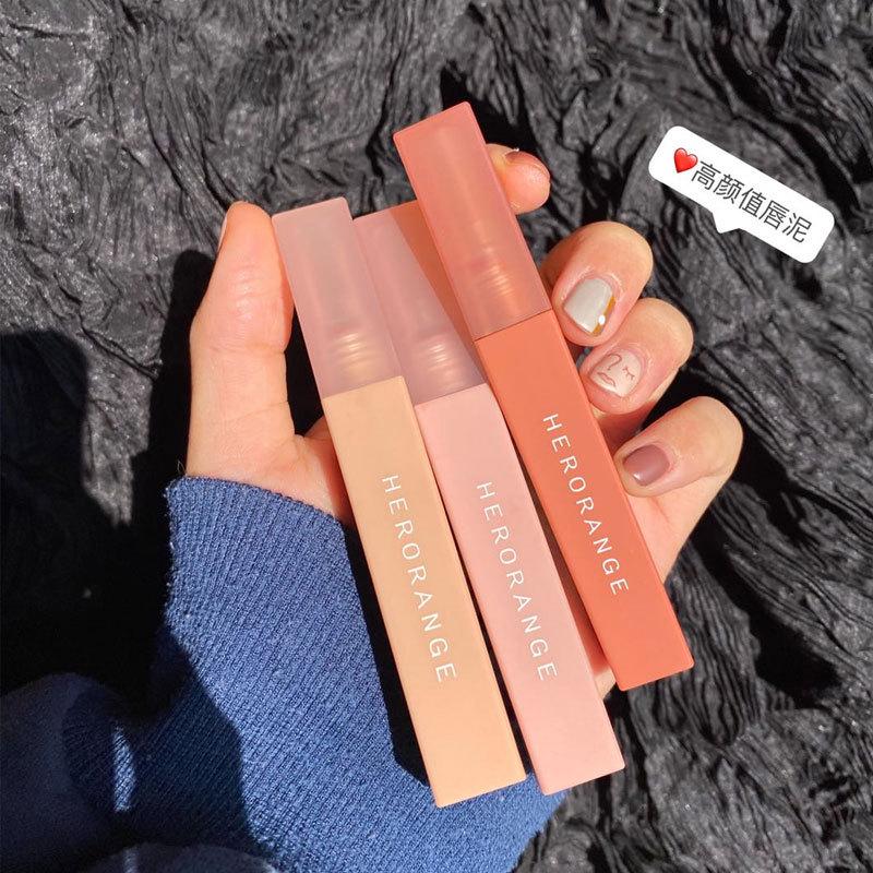 HERORANGE Velvet Matte Lip Glaze - Rich Pigment in Milk Tea Shade