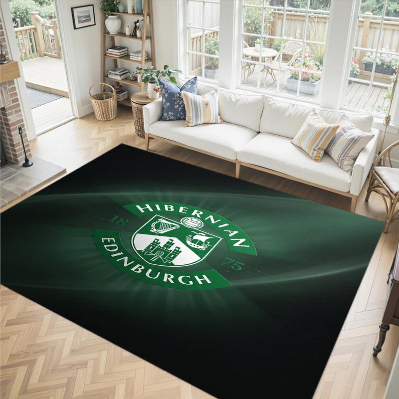 Hibernian FC Design Crystal Velvet Carpet Cozy Non?Slip Printed Rug For Bedroom Living Room Entrance