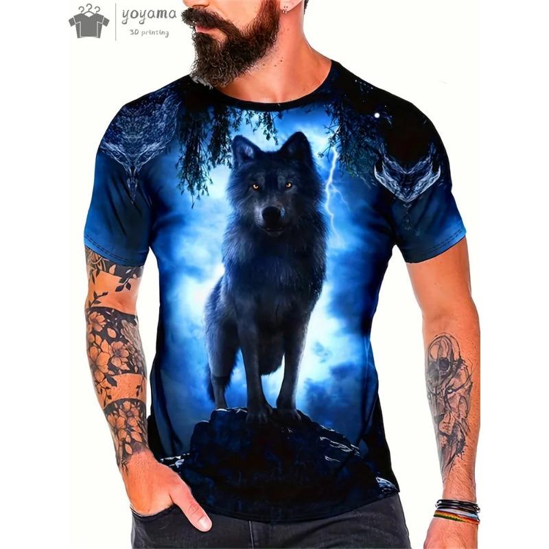 Men's T-Shirts Short Sleeve Beasts Graphic 3D Animal Printed Street Style Man Tops T-Shirt