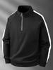 Men's Trendy Patchwork Black & White Half-Zip Stand Collar Hoodie - Embroidered, Casual, Slightly Loose Long Sleeve for Autumn/Winter