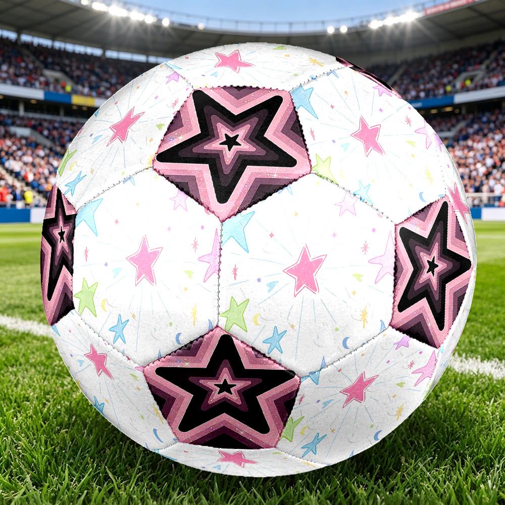 1PC Starry Sky Fantasy Pink Star Kaleidoscope Soccer Ball Size 5 Football Machine Sewn Indoor/Outdoor Universal Football A52