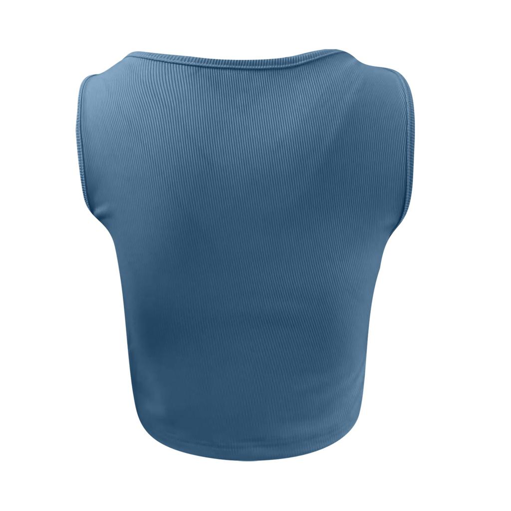 Ladies Casual Solid Color Sexy Deep V-neck Navel Bust Stitching Stretch Knit Vest