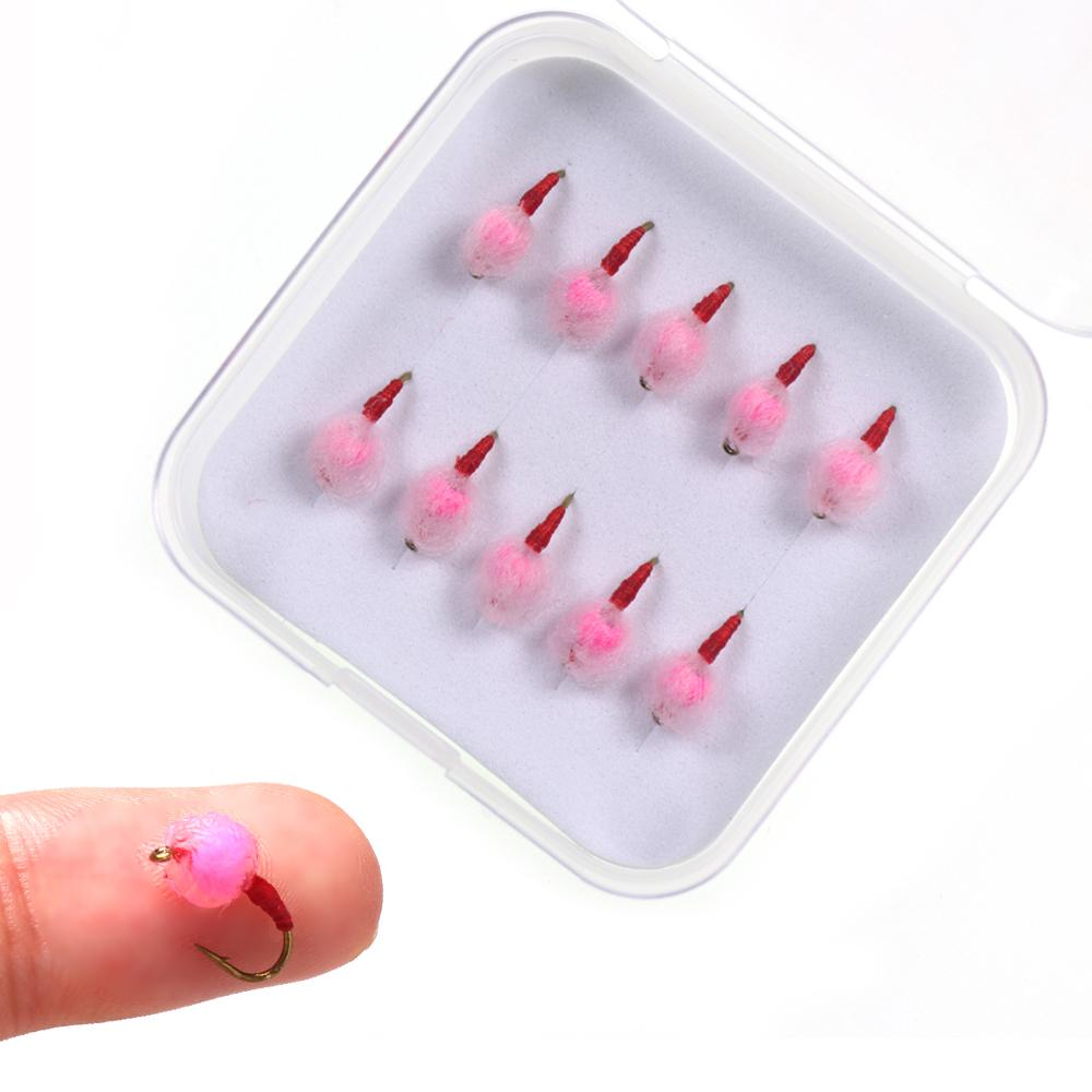 5pcs 10 Pcs/box Translucent Tungsten Bead Core Hard Egg Fly Glo Bug Fly Fishing Flies Lures Size 12#
