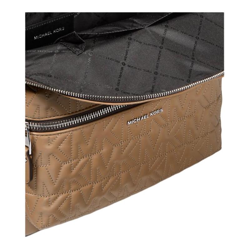 MICHAEL KORS Hudson Embossed Logo Silver Metal Detail PU Backpack Medium Men's Terracotta
