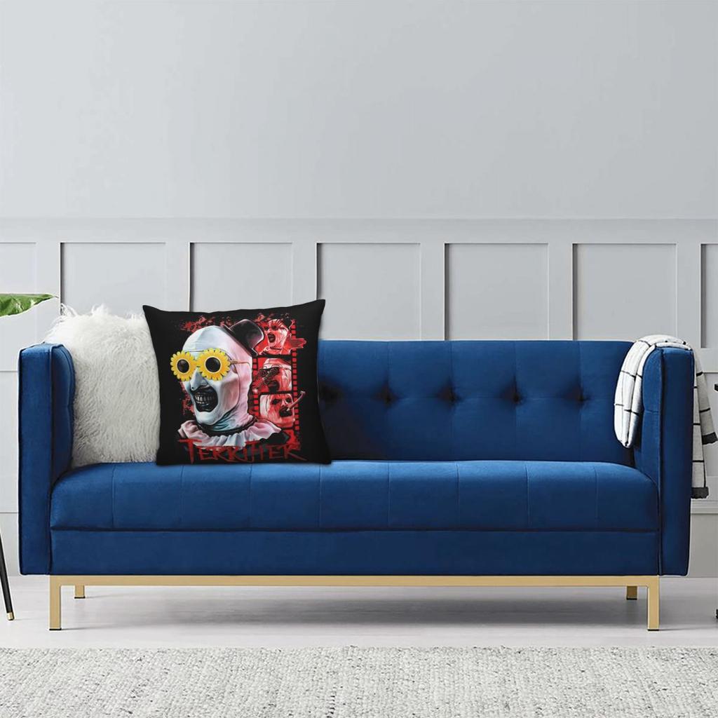Halloween Horror Terrifier Film Pillowcase Printing Polyester Cushion Cover Decor Throw Pillow Case Cover Home Zippered 40*40cm