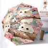 1pc Cherry Blossom Cat Branch Umbrella Automatic Open/Closed, Portable Folding Design, 8-Bone Iron Frame, Outdoor Umbrella, Festival Gift, Suitab
