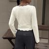 2026 Fall/Winter Color Block V-Neck Knit Sweater - Casual Wave Edge Short Wool Top