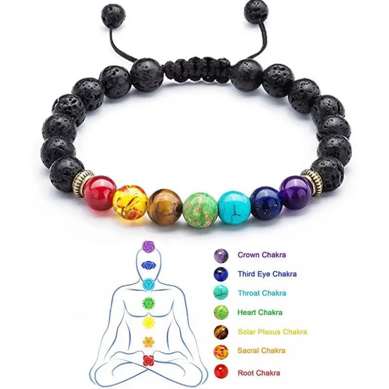 2024 New 7 Chakra Anxiety Crystal Bracelet Healing Stone Balance Reiki Yoga Friendship Charm Bracelet  Jewelry 2023