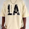 Men's Summer 100 Cotton Fashionable Casual Loose Plus Size Los Angeles Letter Print Sports Round Neck Short Sleeved T-shirt Moto