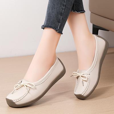 Cowhide Doudou Shoes Flat-soled Non-slip Snail Shoes Women's Casual Flat-heeled Soft-soled Single Shoes Pregnant Women's Mother Shoes