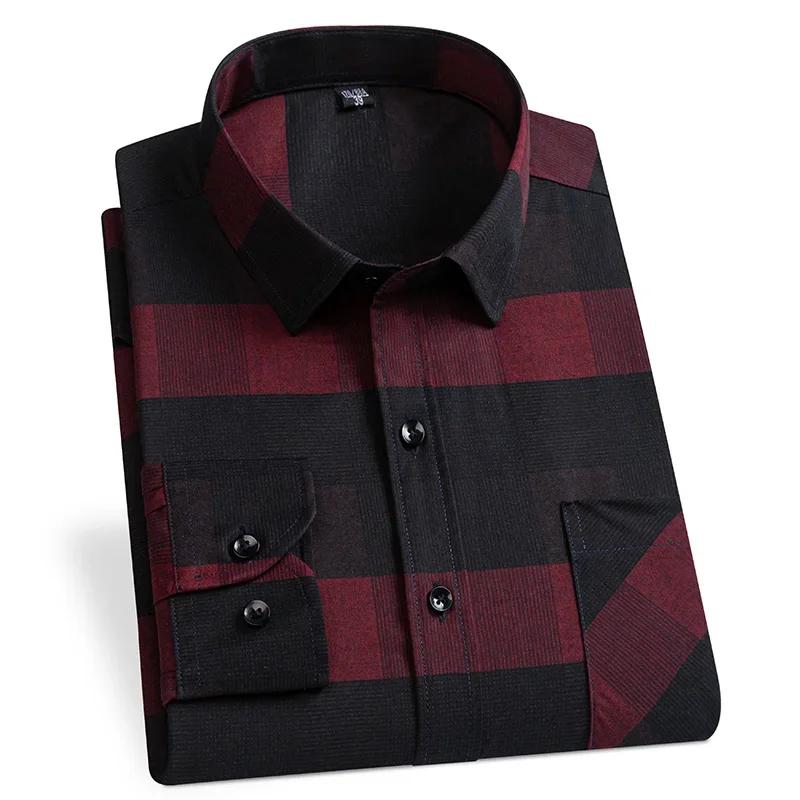 Herren Schlank Geschnitten Einfarbiges Hemd Weiche Karomuster Oberteile Designer Elegant Mode Koreanisch Beliebt Baumwolle Langarmhemden Herren Kleidung