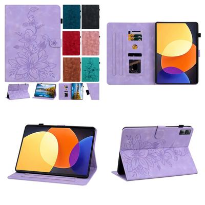 For Xiaomi Poco Pad (Models  2405CPCFBG). PU Leather Exquisite Floral Embossed Design Tablet Case