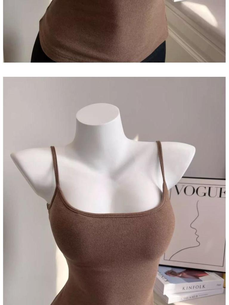 Chest-Enhancing Brushed Cotton Camisole with Inner Padding and Flared Design for Women