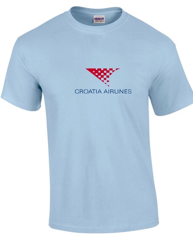 

Croatia Airlines Blue Red Logo Croatian Aviation Sky Blue Cotton T-Shirt 2XL