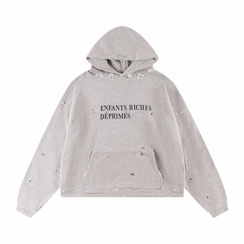 Unisex Oversized Hoodie With Distressed Washed Cotton Print Streetwear Youth Fall