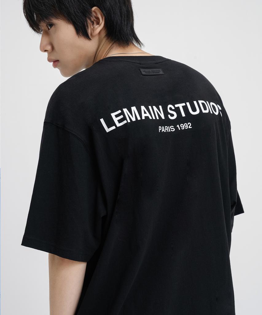 LEMAIN SECOND Back Point Studio Oversized Short Sleeve T-Shirt [Black]