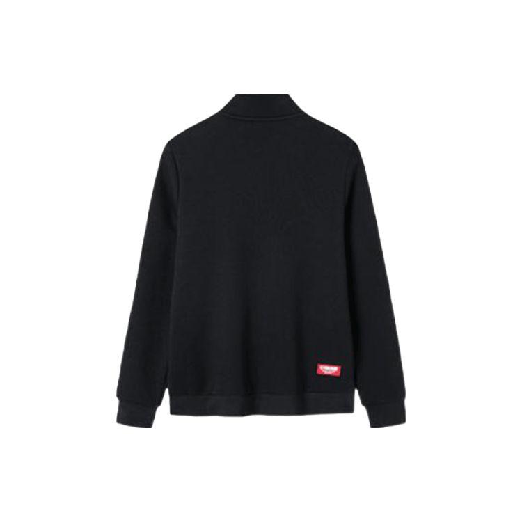 Anta Solid Color Stand Collar Sports Zip Jacket Women Outerwear Black 162217756-4