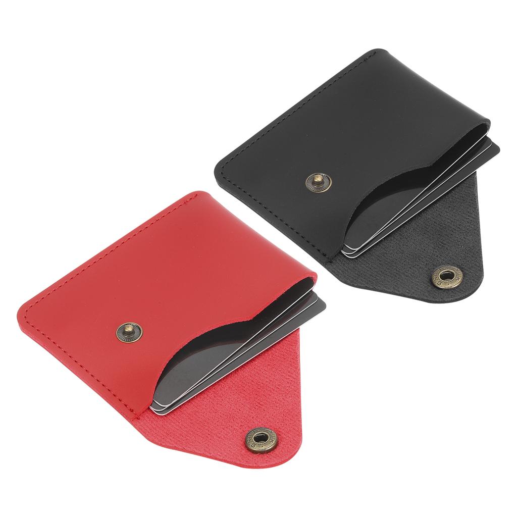 1/2Pcs Slim Leather Card Holder with Snap Closure Leather Front Pocket Wallet Card Case Holder for Men and Women Business Office