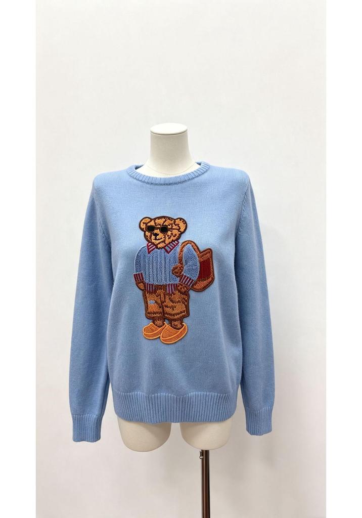2026 Autumn/Winter Women's Casual Academy Style Bear Sweater