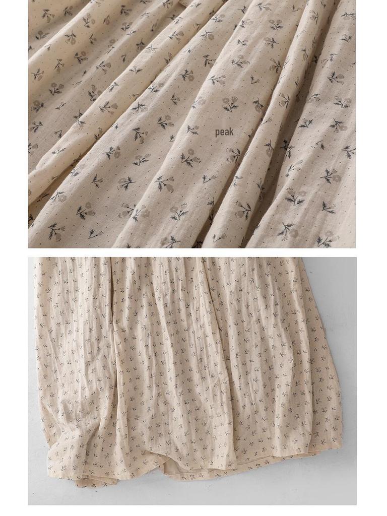 Spring/Summer 2026 Elegant Floral Tie-Up Round Neck Pullover Dress
