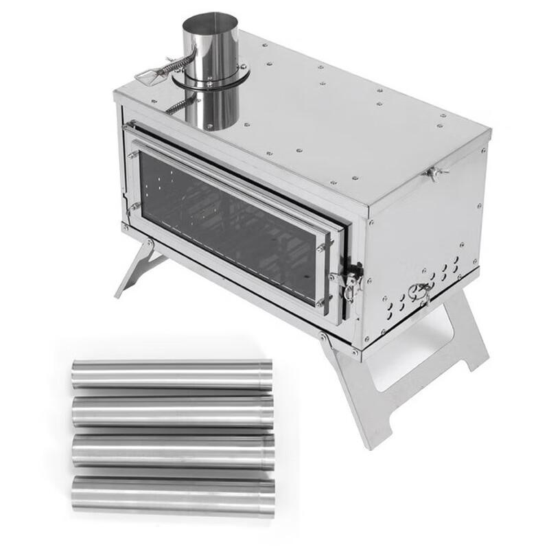 ZISIZ Outdoor Tent Wood Burning Glass Stove
