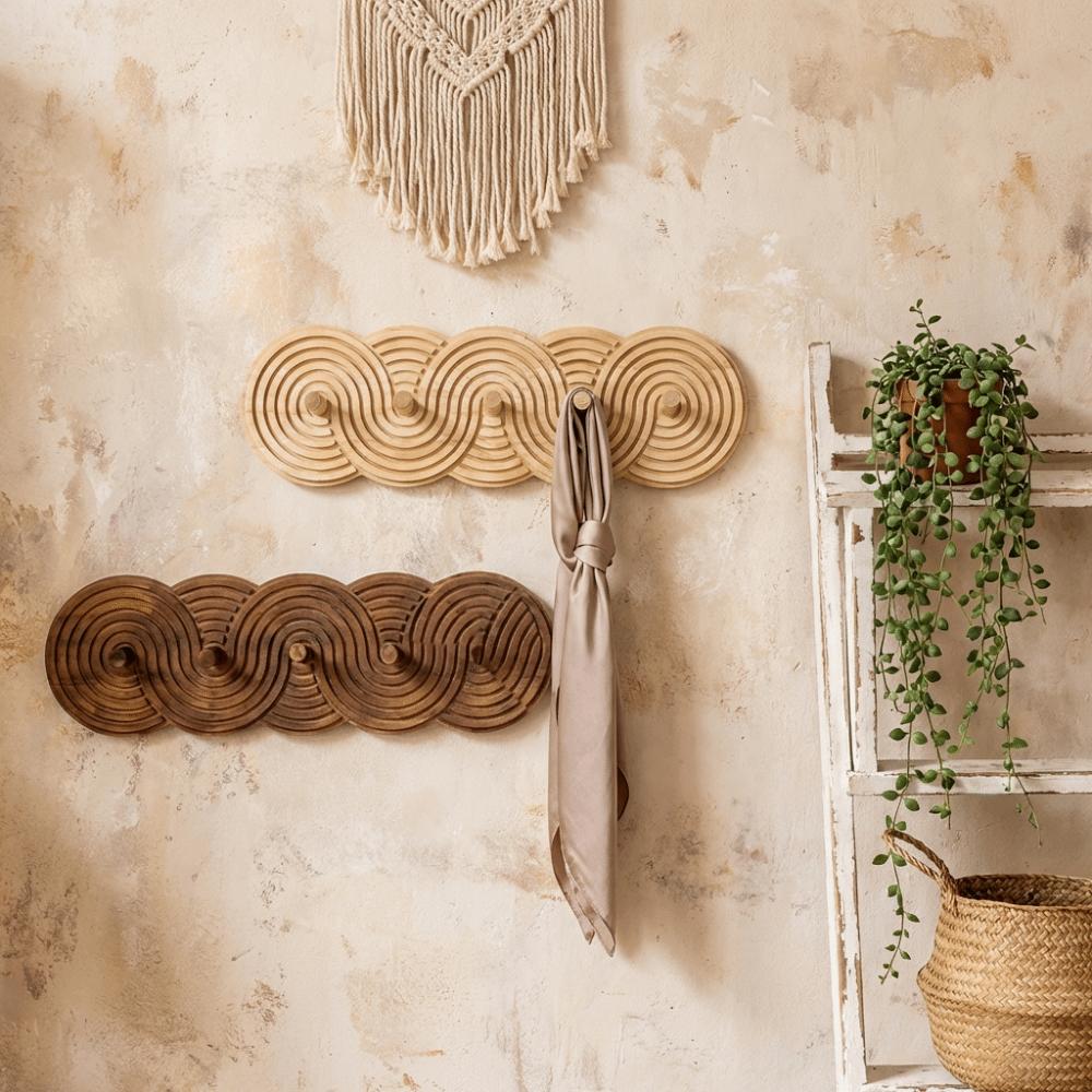 Bohemian Style Key Storage Rack 5-Hook Umbrella Storage Shelf Wall-Mounted Organizer  Wall Storage