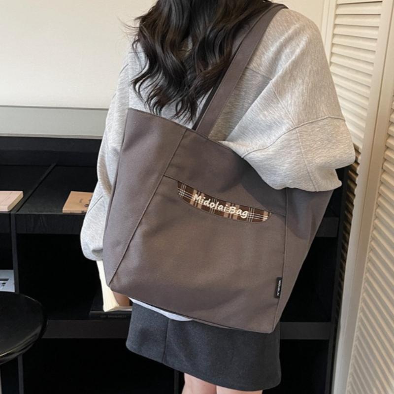 New Fashi Large Capacity Canvas Simple Shoulder Bag Women Casual Commuting Bag Fashiable and Versatile Tote Bag Ins Style