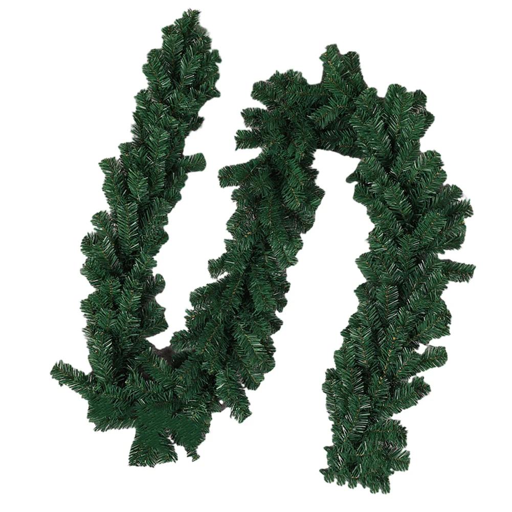 2.7m Green Christmas Vine Christmas Artificial Wreath DIY Christmas Garland Artificial Pine Needle Plastic Green Wreaths 2.7M 220Heads
