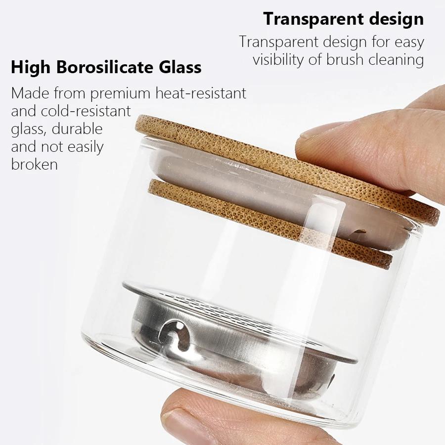 Nail Glass Wash Cup with Lid & Filter Screen, Nail Brush Cleaner Cup Gel Brush Cleaning Tool