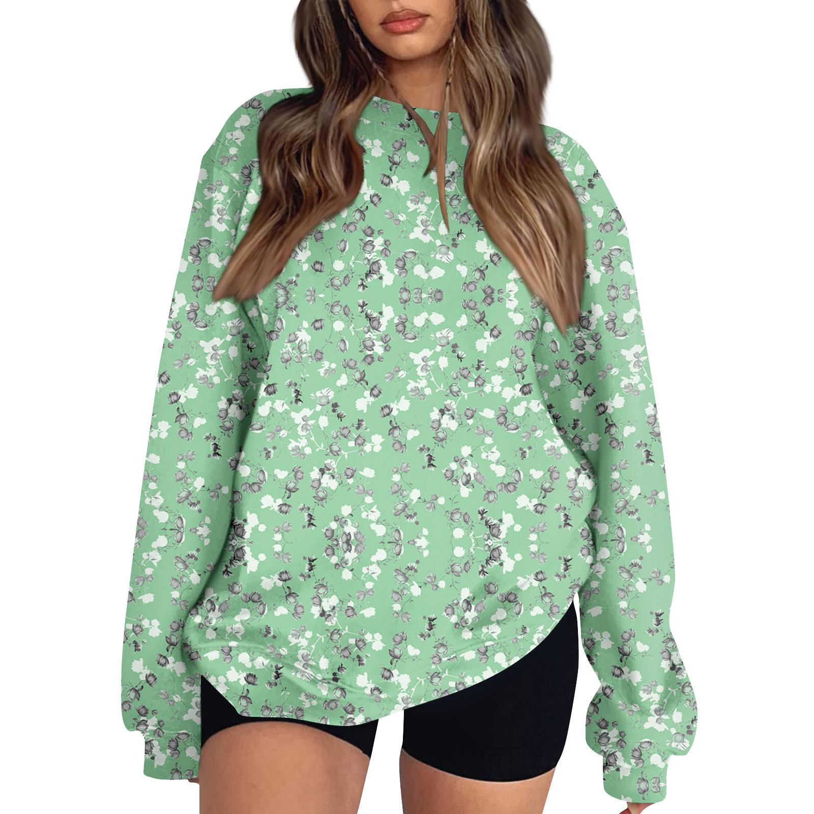 

Women Tops Women s Long Sleeve Sweatshirt Casual Crewneck Loose Fit Pollover Fleece Tops S