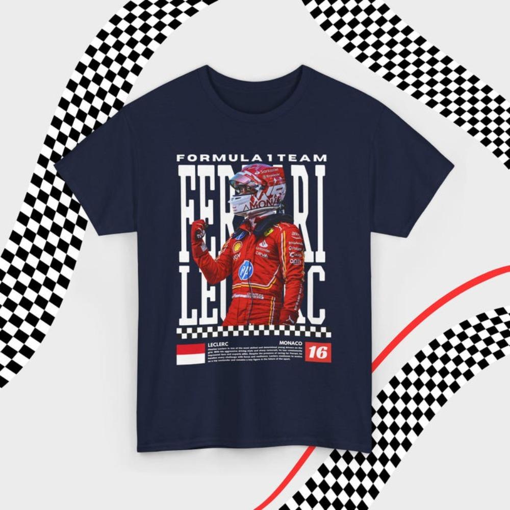 Charles Leclerc Ferrari F1 #16 Monaco Driver Vintage Graphic T-Shirt, Unisex Oversized Streetwear, Formula 1 Fan Gift