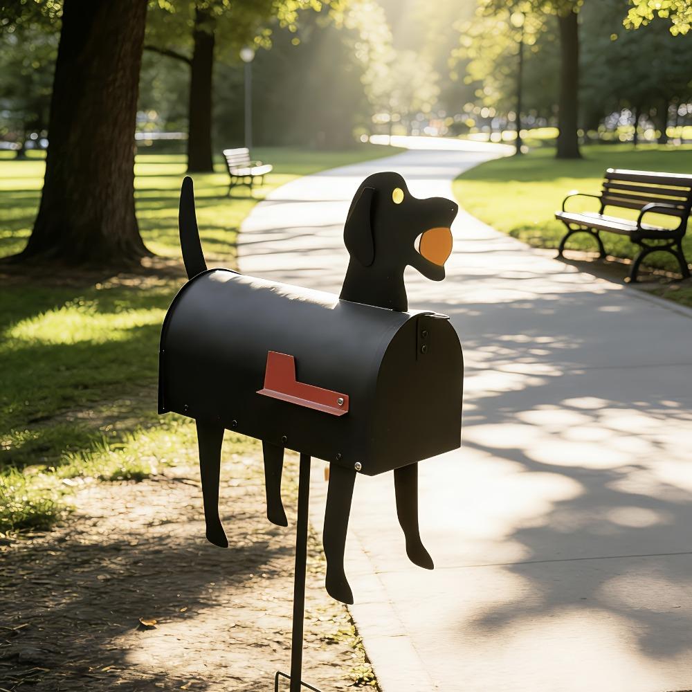 Niedliche Dackel-Briefkasten-Gartenspieß-Dekoration Bauernhaus-Briefkasten Entzückender Hundewelpen-förmiger Briefkasten Außendekoration Briefkasten