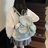Casual Bag Large Capacity Female Student Backpack 2025 New Plaid Canvas Backpack College Style School Bag