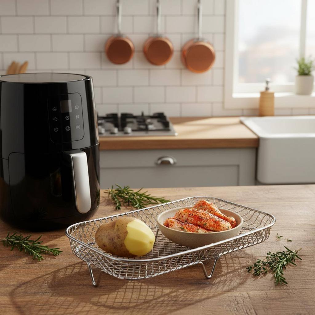 Air Fryer Rack Food Grade Air Fryer Grilling Rack Wire Grilling Basket Oven Crisper Tray Dishwasher Safe for Roasting