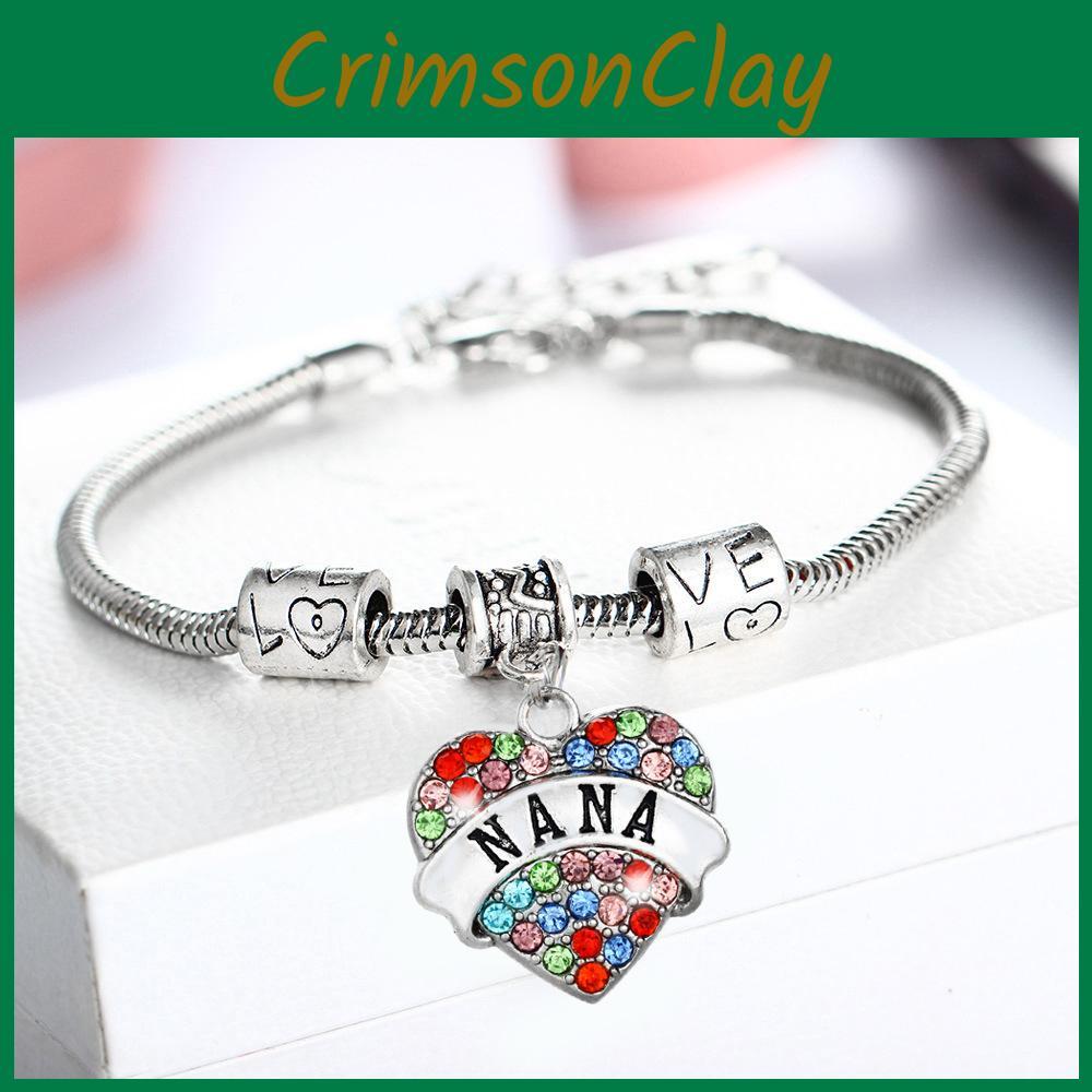 Elegant Family Members Inlaid Colorful Rhinestone Love Heart Bracelet Gift For Every Occasion