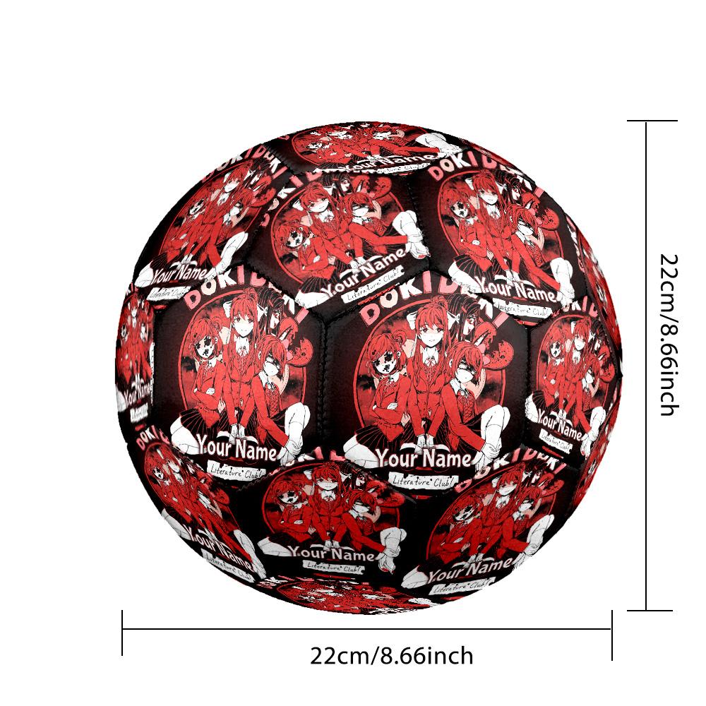 Custom Text Size 5 Soccer Ball, Standard Match Football For OutdoorDoki Doki Literature Club