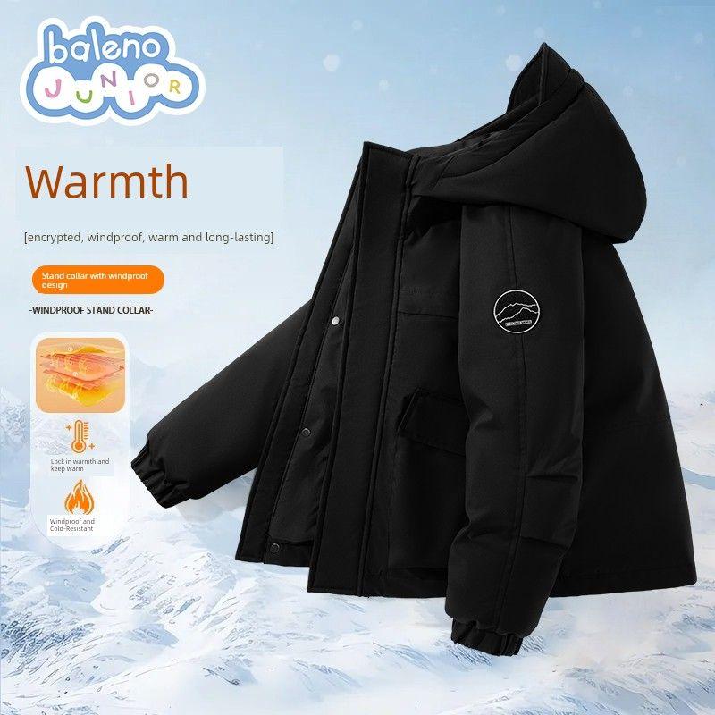 Baleno Kids Boys  Cotton Jacket 2025 New Children s Red New Year Coat Winter Boys  Thickened Cotton Padded Jacket Black # Solid Color 130
